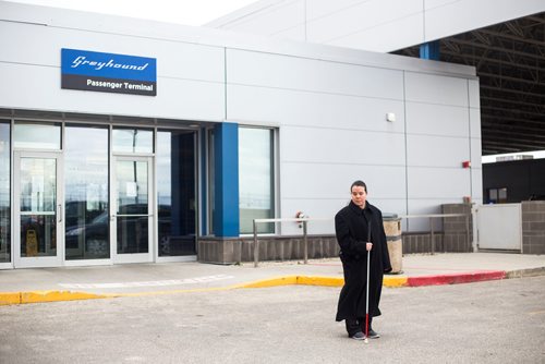 MIKAELA MACKENZIE / WINNIPEG FREE PRESS
Deanna Ng poses for a portrait at the Greyhound bus depot in Winnipeg on Wednesday, Oct. 31, 2018. With the service closing, she won't be able to visit her parents in Minnedosa.
Winnipeg Free Press 2018.