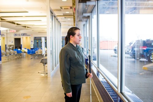 MIKAELA MACKENZIE / WINNIPEG FREE PRESS
Deanna Ng poses for a portrait at the Greyhound bus depot in Winnipeg on Wednesday, Oct. 31, 2018. With the service closing, she won't be able to visit her parents in Minnedosa.
Winnipeg Free Press 2018.