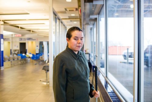 MIKAELA MACKENZIE / WINNIPEG FREE PRESS
Deanna Ng poses for a portrait at the Greyhound bus depot in Winnipeg on Wednesday, Oct. 31, 2018. With the service closing, she won't be able to visit her parents in Minnedosa.
Winnipeg Free Press 2018.