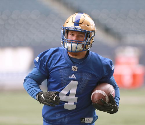 RUTH BONNEVILLE / WINNIPEG FREE PRESS

Winnipeg Blue Bombers practice at Investors Group Field Wednesday.

BB #4 Adam Bighill. 

October 31, 2018