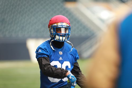 RUTH BONNEVILLE / WINNIPEG FREE PRESS

Winnipeg Blue Bombers practice at Investors Group Field Wednesday.

BB #36 Marcus Sayles. 

October 31, 2018