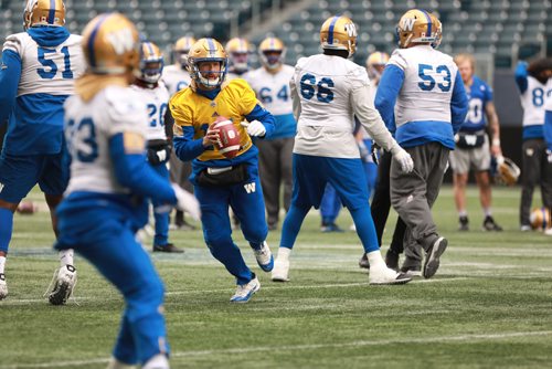 RUTH BONNEVILLE / WINNIPEG FREE PRESS

Winnipeg Blue Bombers practice at Investors Group Field Wednesday.

BB QB #15 Matt Nichols. 

October 31, 2018