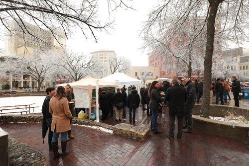 RUTH BONNEVILLE / WINNIPEG FREE PRESS

Standup 
People gather around food booths in Old Market Square to try food items from agricultural and food entrepreneurs during the Taste of Trade event at Old Market Square during the lunch hour in downtown Winnipeg Friday. 

 Trade Minister, Jim Carr, later spoke spoke to the group about the benefits for food producers and exporters provided by the new trade agreement between Canada, the United States and Mexico.  

See press release for more info.

Standup photo 

Nov 2nd , 2018