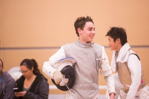 MIKAELA MACKENZIE / WINNIPEG FREE PRESS
Noah Merz Lakser competes in the Canada Cup West fencing tournament at the Qualico Centre in Winnipeg on Saturday, Nov. 3, 2018. 
Winnipeg Free Press 2018.