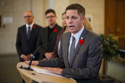 MIKE DEAL / WINNIPEG FREE PRESS
Mayor Brian Bowman announces his appointments to the Executive Policy Committee, and his selections for Deputy Mayor and Acting Deputy Mayor at City Hall Monday afternoon.
181105 - Monday, November 05, 2018.