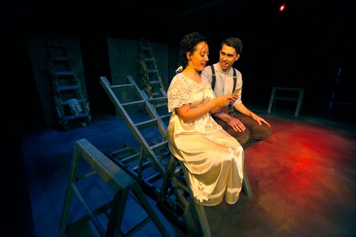 PHIL HOSSACK / WINNIPEG FREE PRESS -Sarah Flynn & Justin Fry perform a sample of 'Mary's Wedding' at Rachel Browne Theatre Tuesday at a Media call. - November 6, 2018