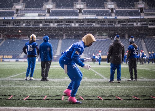 MIKE DEAL / WINNIPEG FREE PRESS
Winnipeg Blue Bombers' Anthony Gaitor (23) during practice at Investors Group Field Wednesday morning.
181107 - Wednesday, November 07, 2018.