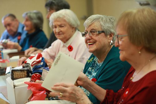 RUTH BONNEVILLE / WINNIPEG FREE PRESS

Standup 

LOCAL STDUP 
Seniors from  Sturgeon Creek II Retirement Residence, Barb Matthew (pink), Bette Brown and Joan Wilson (from left to right)  help put together gift boxes with cards and  items that are special reminders of home to be given to our deployed soldiers serving overseas for Christmas, at  at Sturgeon Creek II Retirement Residence  on 707 Setter Ave. Wednesday. 



More info: The Team at All Seniors Care Living Centres are proud to announce that we did it again this year!  On November 7th, the residents at our Sturgeon Creek II Retirement Residence will be representing the entire All Seniors Care family in Canada when they present military representatives with cards and gift boxes containing special reminders of home to be given to our deployed soldiers at Christmas.



Nov 7th , 2018