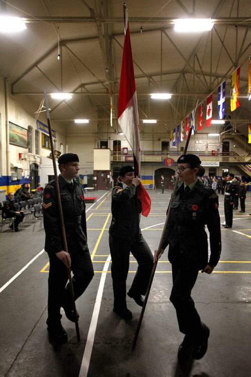 PHIL HOSSACK / WINNIPEG FREE PRESS - BORDERS - Cadets of the 1226 Fort Garry Horse Army Cadet Corps working their parade drill Wednesday evening preparing for ceremonies and parade on Rememberance Day at McGregor Armoury. - November 7, 2018