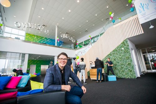 MIKAELA MACKENZIE / WINNIPEG FREE PRESS
24/7 Intouch co-founder Jeff Fettes at the new campus at Polo Park in Winnipeg on Thursday, Nov. 8, 2018. 
Winnipeg Free Press 2018.