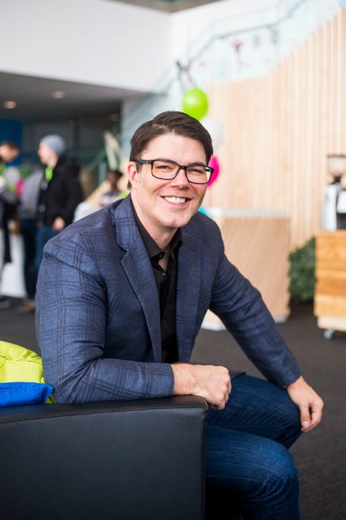 MIKAELA MACKENZIE / WINNIPEG FREE PRESS
24/7 Intouch co-founder Jeff Fettes at the new campus at Polo Park in Winnipeg on Thursday, Nov. 8, 2018. 
Winnipeg Free Press 2018.