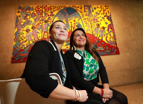 RUTH BONNEVILLE / WINNIPEG FREE PRESS

LOCAL - WAG Indigenous art Biennial


Jaimie Isaac (left) and Dr. Julie Nagan will be the curators of the WAG's newly announced Winnipeg Indigenous Biennial which will celebrate contemporary Indigenous art and will be launched the opening year of the WAG's Inuit Art Centre in 2020.  

Photo taken in Eckhardt Hall, Main Level of the Winnipeg Art Gallery with Anishinaabe artist,  Normal Morrisseau's Androgyny, a large acrylic on canvas, behind them.  The art work in on loan from the Indigenous and Northern Affairs Canada, Indigenous Art Centre.


See Alex Paul story

Nov 8th , 2018