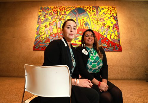 RUTH BONNEVILLE / WINNIPEG FREE PRESS

LOCAL - WAG Indigenous art Biennial


Jaimie Isaac (left) and Dr. Julie Nagan will be the curators of the WAG's newly announced Winnipeg Indigenous Biennial which will celebrate contemporary Indigenous art and will be launched the opening year of the WAG's Inuit Art Centre in 2020.  

Photo taken in Eckhardt Hall, Main Level of the Winnipeg Art Gallery with Anishinaabe artist,  Normal Morrisseau's Androgyny, a large acrylic on canvas, behind them.  The art work in on loan from the Indigenous and Northern Affairs Canada, Indigenous Art Centre.


See Alex Paul story

Nov 8th , 2018