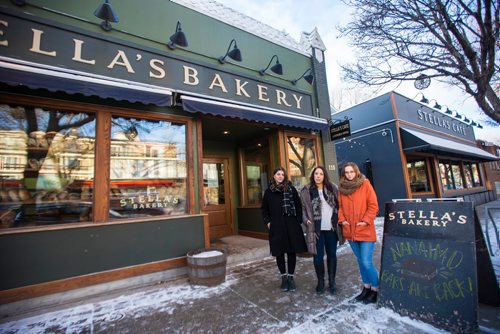 MIKAELA MACKENZIE / WINNIPEG FREE PRESS
Christina Hajjar (left), Amanda Murdock, and Kelsey Wade pose by Stella's on Sherbrook in Winnipeg on Friday, Nov. 9, 2018. The three of them are speaking out about a workplace culture of harassment at the popular Winnipeg restaurant.
Winnipeg Free Press 2018.