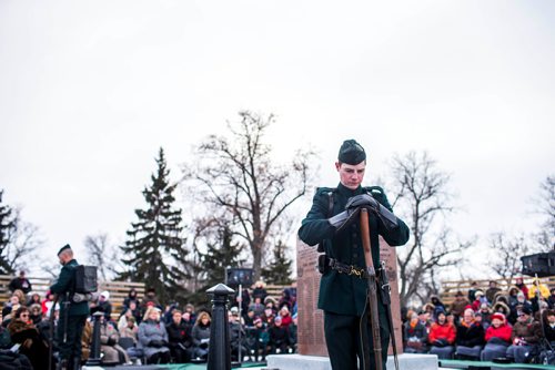 MIKAELA MACKENZIE / WINNIPEG FREE PRESS
The Royal Winnipeg Rifles host a 135th anniversary commemoration service and unveiling of the Legacy Stone Project at Vimy Ridge Memorial Park  in Winnipeg on Saturday, Nov. 10, 2018. 
Winnipeg Free Press 2018.