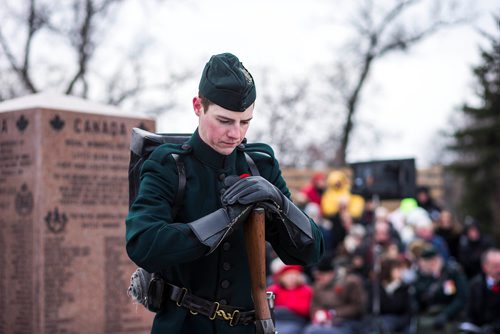 MIKAELA MACKENZIE / WINNIPEG FREE PRESS
The Royal Winnipeg Rifles host a 135th anniversary commemoration service and unveiling of the Legacy Stone Project at Vimy Ridge Memorial Park  in Winnipeg on Saturday, Nov. 10, 2018. 
Winnipeg Free Press 2018.