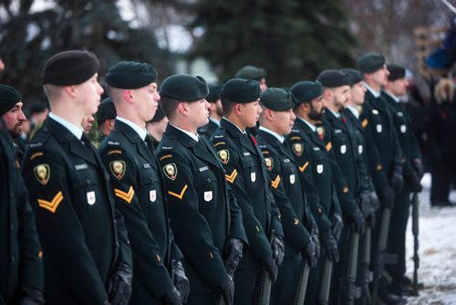 MIKAELA MACKENZIE / WINNIPEG FREE PRESS
The Royal Winnipeg Rifles host a 135th anniversary commemoration service and unveiling of the Legacy Stone Project at Vimy Ridge Memorial Park  in Winnipeg on Saturday, Nov. 10, 2018. 
Winnipeg Free Press 2018.