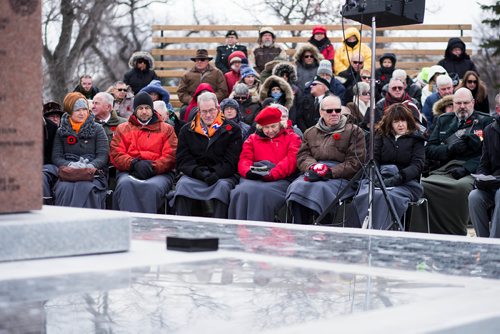 MIKAELA MACKENZIE / WINNIPEG FREE PRESS
The Royal Winnipeg Rifles host a 135th anniversary commemoration service and unveiling of the Legacy Stone Project at Vimy Ridge Memorial Park  in Winnipeg on Saturday, Nov. 10, 2018. 
Winnipeg Free Press 2018.