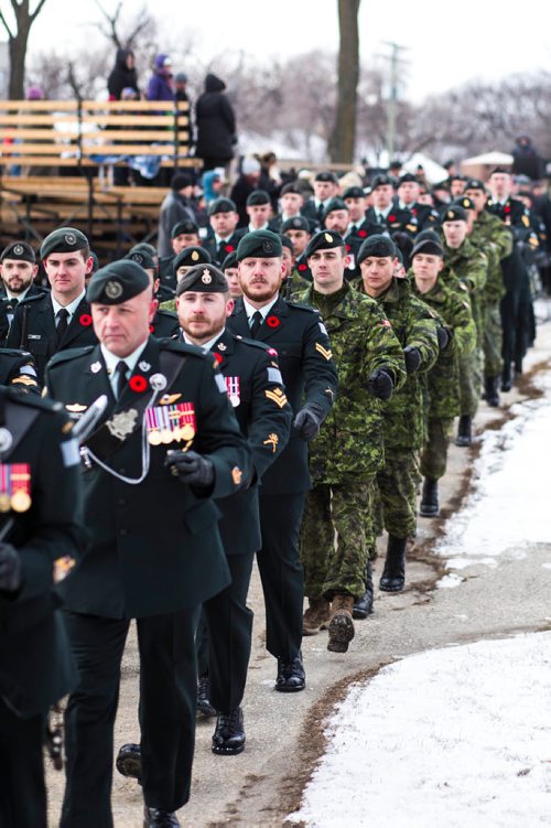 MIKAELA MACKENZIE / WINNIPEG FREE PRESS
The Royal Winnipeg Rifles host a 135th anniversary commemoration service and unveiling of the Legacy Stone Project at Vimy Ridge Memorial Park  in Winnipeg on Saturday, Nov. 10, 2018. 
Winnipeg Free Press 2018.