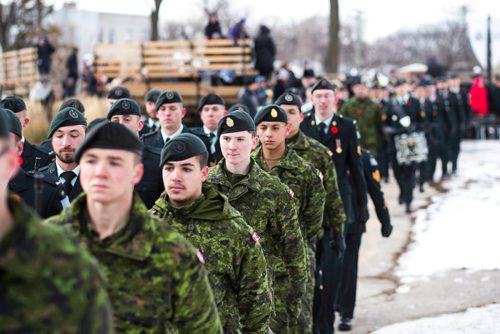 MIKAELA MACKENZIE / WINNIPEG FREE PRESS
The Royal Winnipeg Rifles host a 135th anniversary commemoration service and unveiling of the Legacy Stone Project at Vimy Ridge Memorial Park  in Winnipeg on Saturday, Nov. 10, 2018. 
Winnipeg Free Press 2018.