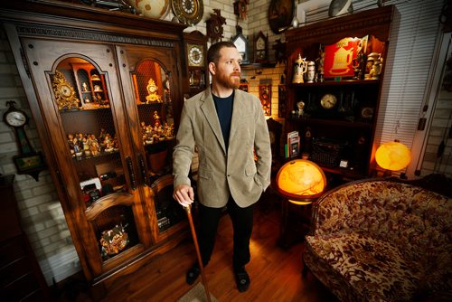 JOHN WOODS / WINNIPEG FREE PRESS
Murray Beilby is photographed with some of his clock collection Tuesday, November 12, 2018.