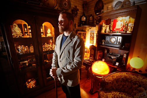 JOHN WOODS / WINNIPEG FREE PRESS
Murray Beilby is photographed with some of his clock collection Tuesday, November 12, 2018.