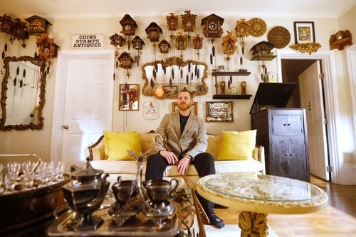 JOHN WOODS / WINNIPEG FREE PRESS
Murray Beilby is photographed with some of his clock collection Tuesday, November 12, 2018.