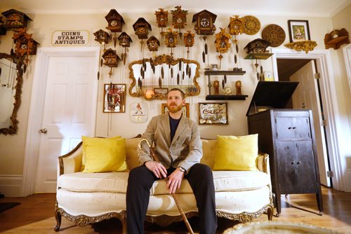 JOHN WOODS / WINNIPEG FREE PRESS
Murray Beilby is photographed with some of his clock collection Tuesday, November 12, 2018.