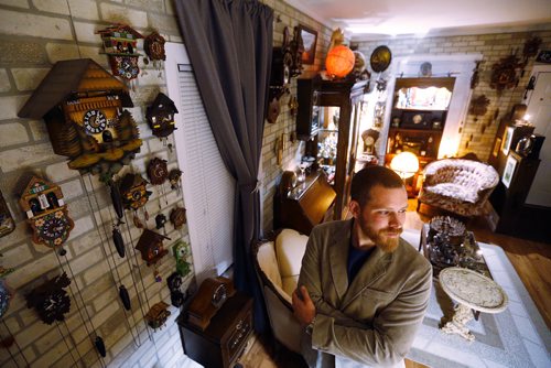 JOHN WOODS / WINNIPEG FREE PRESS
Murray Beilby is photographed with some of his clock collection Tuesday, November 12, 2018.