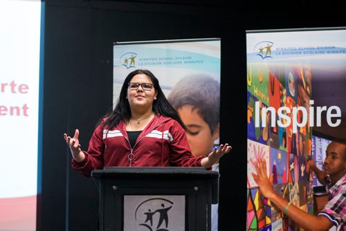 MIKAELA MACKENZIE / WINNIPEG FREE PRESS
Ayla Laforte, student, talks about the Build From Within program at St. John's High School in Winnipeg on Tuesday, Nov. 13, 2018. 
Winnipeg Free Press 2018.