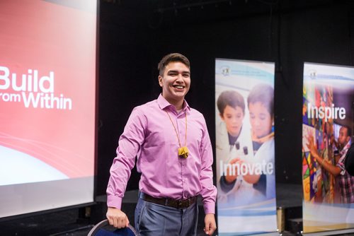 MIKAELA MACKENZIE / WINNIPEG FREE PRESS
Raeden Bricklin, student, poses for a portrait after the Build From Within program was announced at St. John's High School in Winnipeg on Tuesday, Nov. 13, 2018. 
Winnipeg Free Press 2018.