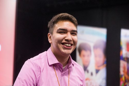 MIKAELA MACKENZIE / WINNIPEG FREE PRESS
Raeden Bricklin, student, poses for a portrait after the Build From Within program was announced at St. John's High School in Winnipeg on Tuesday, Nov. 13, 2018. 
Winnipeg Free Press 2018.