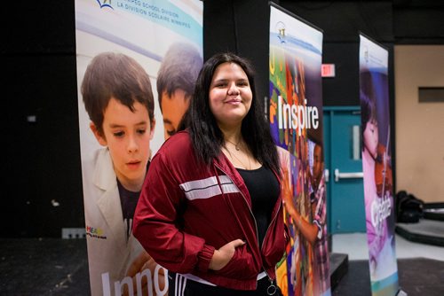 MIKAELA MACKENZIE / WINNIPEG FREE PRESS
Ayla Laforte, student, poses for a portrait after the Build From Within program was announced at St. John's High School in Winnipeg on Tuesday, Nov. 13, 2018. 
Winnipeg Free Press 2018.