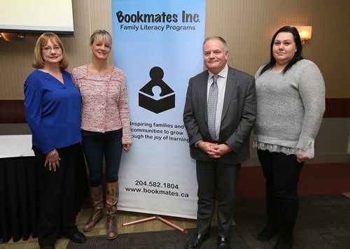 JASON HALSTEAD / WINNIPEG FREE PRESS

L-R: Monica Dinney (executive director, Bookmates), guest speaker Joanne Kelly (journalism instructor, Red River College), Craig Stoddart (Royal Canadian Properties Ltd.) and Aleksandra Sokal (Royal Canadian Properties Ltd.) at the eighth annual Breakfast with Bookmates event on Oct. 10, 2018 at the Viscount Gort Hotel. (See Social Page)
