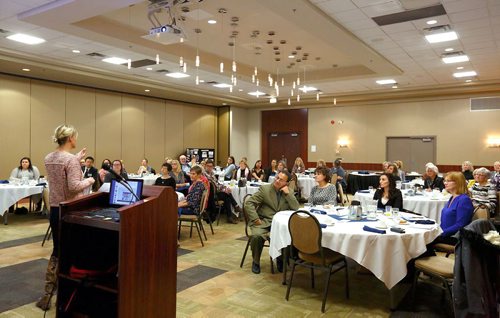 SUBMITTED PHOTO / BRIAN GOULD

Guest speaker Joanne Kelly (journalism instructor, Red River College) talks to the crowd at the eighth annual Breakfast with Bookmates event on Oct. 10, 2018 at the Viscount Gort Hotel. (See Social Page)