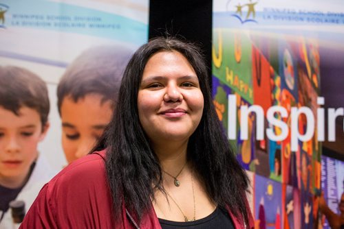 MIKAELA MACKENZIE / WINNIPEG FREE PRESS
Ayla Laforte, student, poses for a portrait after the Build From Within program was announced at St. John's High School in Winnipeg on Tuesday, Nov. 13, 2018. 
Winnipeg Free Press 2018.