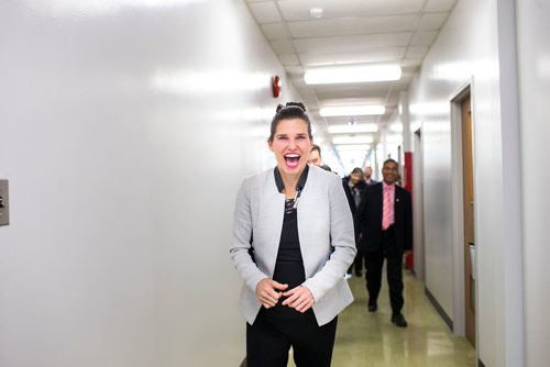 MIKAELA MACKENZIE / WINNIPEG FREE PRESS
Kirsty Duncan, Minister of Science and Sport, gets a tour of Trust Beta's grains lab after announcing national investments in the Canada Research Chairs Program at the University of Manitoba in Winnipeg on Wednesday, Nov. 14, 2018. 
Winnipeg Free Press 2018.