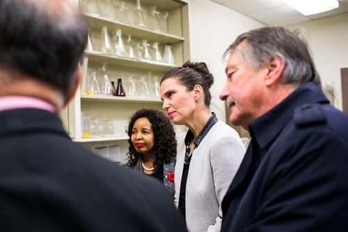 MIKAELA MACKENZIE / WINNIPEG FREE PRESS
Kirsty Duncan, Minister of Science and Sport, gets a tour of Trust Beta's grains lab after announcing national investments in the Canada Research Chairs Program at the University of Manitoba in Winnipeg on Wednesday, Nov. 14, 2018. 
Winnipeg Free Press 2018.