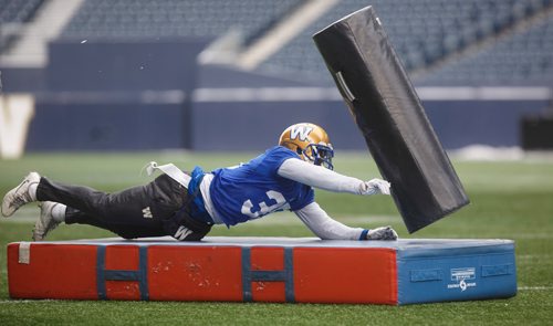 MIKE DEAL / WINNIPEG FREE PRESS
Winnipeg Blue Bombers' Chris  Humes (35) during practice at Investors Group Field Wednesday morning.
181114 - Wednesday, November 14, 2018.