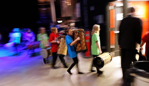 PHIL HOSSACK / WINNIPEG FREE PRESS - Members of the River East Transcona "Early Years Ensemble make their way off stage after performing with members of the Winnipeg Symphony Orchestra Wednesday evening. See release. - November 14, 2018