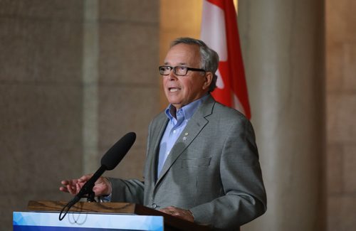 RUTH BONNEVILLE / WINNIPEG FREE PRESS

Former Manitoba Premier, Gary Filmon, talks about the Manitoba Provincial Nominee Program (MPNP) and its benefits to the community on its 20th anniversary to a crowd of supporters in the Rotunda at the Legislative Building, Thursday. 

See Carol's  story. 

Nov 14th, 2018