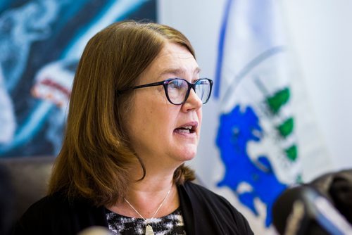 MIKAELA MACKENZIE / WINNIPEG FREE PRESS
Jane Philpott, Minister of Indigenous Services, alongside chiefs from the communities, announces investments in new and renovated schools in Winnipeg on Friday, Nov. 16, 2018. 
Winnipeg Free Press 2018.