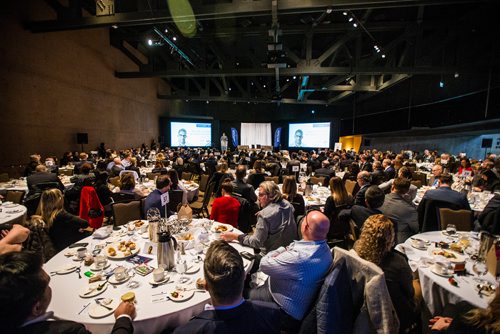 MIKAELA MACKENZIE / WINNIPEG FREE PRESS
Joseph Okpaku, VP of Public Policy at Lyft, speaks at a Winnipeg Chamber of Commerce event at the Canadian Museum for Human Rights in Winnipeg on Monday, Nov. 19, 2018.
Winnipeg Free Press 2018.