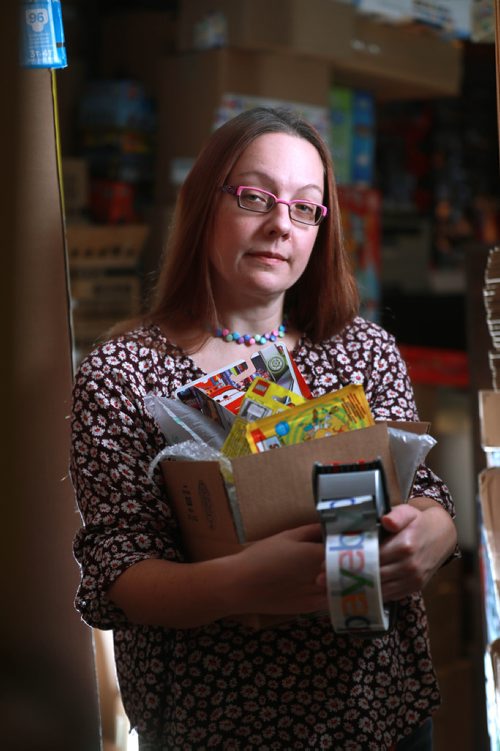 RUTH BONNEVILLE / WINNIPEG FREE PRESS

Maureen Lyons runs a eBay toy shipping business out of her home and is frustrated with how Canada Post strike is effecting her business at the most crucial time of year.

Photo taken in her storage area of her home with shipping boxes.  


 Nov 21st, 2018