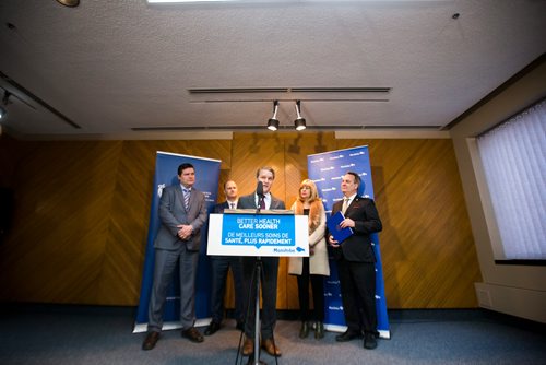 MIKAELA MACKENZIE / WINNIPEG FREE PRESS
Seniors and Active Living Minister Cameron Friesen announces increased funding for hip, knee, and cataract procedures at Concordia Hospital in Winnipeg on Thursday, Nov. 22, 2018.
Winnipeg Free Press 2018.