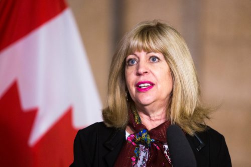 MIKAELA MACKENZIE / WINNIPEG FREE PRESS
Minister Cathy Cox speaks at a gathering to commemorate the 85th anniversary of the end of the Holodomor, a famine genocide that claimed millions of lives in Ukraine between 1932 and 1933, at the Manitoba Legislative Building in Winnipeg on Thursday, Nov. 22, 2018.
Winnipeg Free Press 2018.