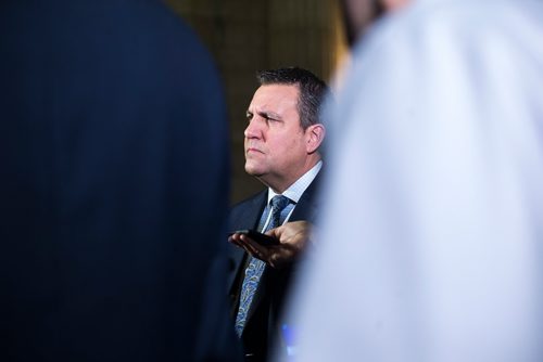 MIKAELA MACKENZIE / WINNIPEG FREE PRESS
Minister Cliff Cullen scrums at the Manitoba Legislative Building in Winnipeg on Thursday, Nov. 22, 2018.
Winnipeg Free Press 2018.