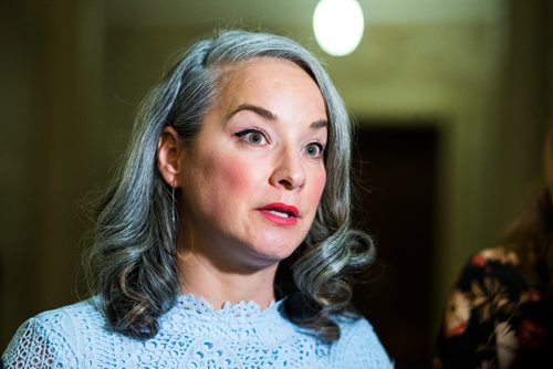 MIKAELA MACKENZIE / WINNIPEG FREE PRESS
NDP MLA Nahanni Fontaine scrums at the Manitoba Legislative Building in Winnipeg on Thursday, Nov. 22, 2018.
Winnipeg Free Press 2018.