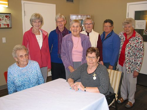Canstar Community News Nov. 19, 2018 - Starview Manor Ladies Auxiliary members are (front row, from left) Laurine Ammeter and Bev Fossay; (back row, from left) Laurel Gargan, Sandra Ammeter, president Grace Hendrickson, Sharon Ferrill, Laurine Ammeter and Jean Johnson have organized the 50th annual Starbuck Seniors Christmas Dinner. (ANDREA GEARY/CANSTAR COMMUNITY NEWS)