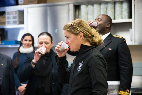 MIKAELA MACKENZIE / WINNIPEG FREE PRESS
Governor General Julie Payette tries a smoothie while touring labs at the Richardson Centre for Functional Foods and Nutraceuticals at the University of Manitoba in Winnipeg on Monday, Nov. 26, 2018.
Winnipeg Free Press 2018.